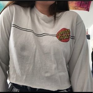 white santa cruz long sleeve crop top💝